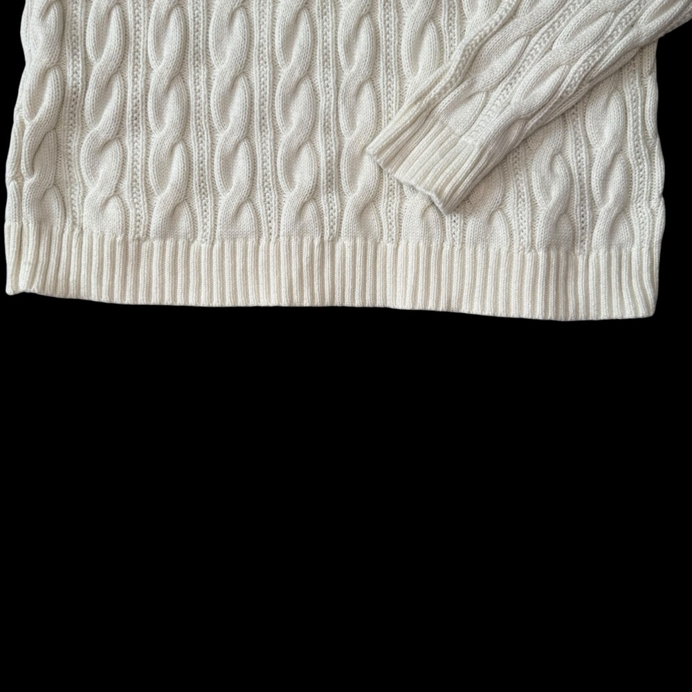 Lands’ End Drifter White Cable Knit Sweater Youth L (14–16) - Picture 7 of 16